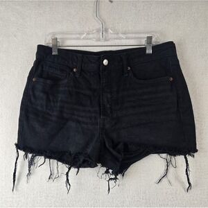 Old Navy Womens Jean Shorts Cut Off Size 12 High Rise OG Black Denim Frayed